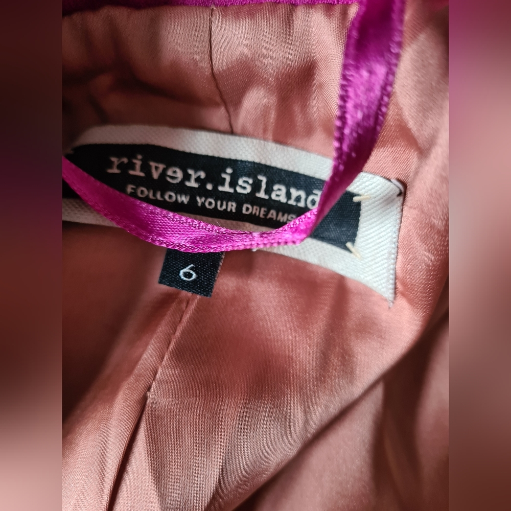 River Island pink blazer jacket size 6 open front edge to edge style 3/4 sleeves - Picture 7 of 9